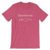 Heather raspberry EmOTTERcon unisex T-shirt with "Emottercon" and a text-emoticon otter