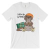 White I Otter Be Sleeping T-shirt: a sleepy otter in an orange nightcap hugging a teddy bear