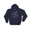 Navy Otters Swimming unisex hoodie with white line art of two otters swirling through bubbles