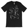Black Otters Swimming T-shirt with white line art of two otters swirling through bubbles