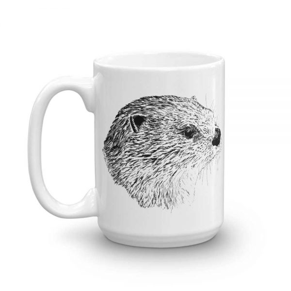 Pen & ink River otter Head Mug mockup_Handle-on-Left_15oz
