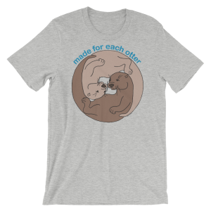 Heather grey Made For Each Otter T-shirt with two cuddling otters in a circle