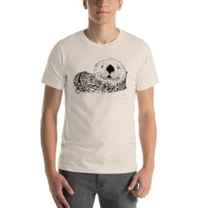 Sea-Otter-Pen-Ink-Unisex T-Shirt_mockup_Front_Mens_Soft-Cream