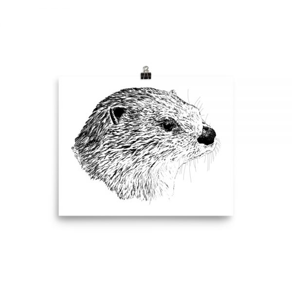 Pen & Ink River Otter Head Poster Mockup 8x106 in