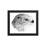 Pen & Ink River Otter Head Framed Poster
