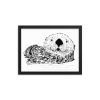 Pen & Ink Sea Otter Head framed poster, 12x16, black frame: ink drawing of a floating sea otter