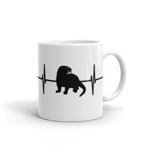 River Otter Heartbeat Mug-black-11oz-handle-on-right | Otter Things White 11 oz River Otter Heartbeat mug, handle on the right: black heartbeat line with an otter silhouette