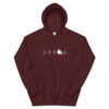 River Otter Heartbeat Unisex Hoodie-maroon-flat | Otter Things Maroon River Otter Heartbeat unisex hoodie with a white heartbeat line forming an otter silhouette