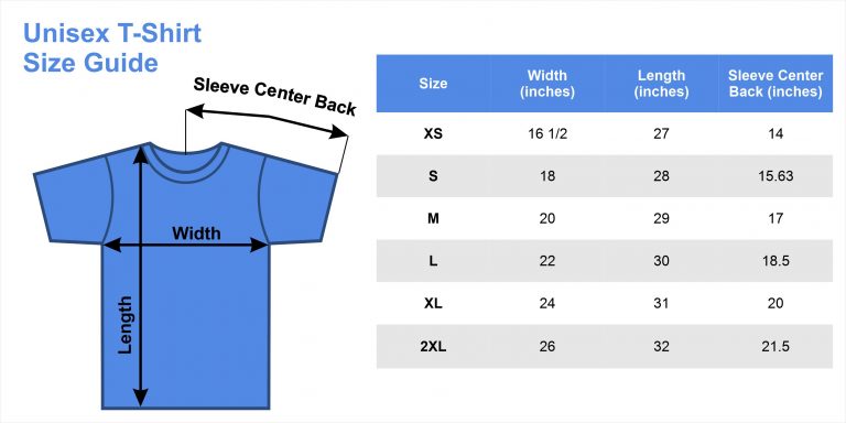 OT B-C Unisex T-Shirt 2019 Size Charts | Otter Things