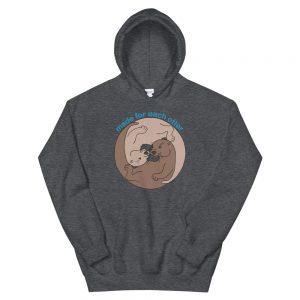Made for Each Otter Unisex Hoodie-dark-heather-front | Otter Things Dark heather Made For Each Otter unisex hoodie with two otters curled together in a circle