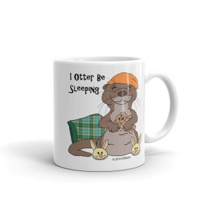 I Otter Be Sleeping Mug-white-11oz-handle-on-right | Otter Things White 11 oz I Otter Be Sleeping mug, handle on the right, with a sleepy otter design