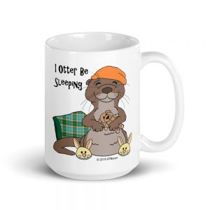 I Otter Be Sleeping Mug-white-15oz-handle-on-right | Otter Things White 15 oz I Otter Be Sleeping mug, handle on the right, with a sleepy otter design
