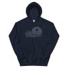 Navy Pen & Ink Sea Otter Head unisex hoodie with a large grey ink sea otter drawing