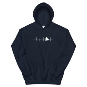 Navy River Otter Heartbeat unisex hoodie with a white otter heartbeat line