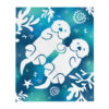 Sea Otters Holding Hands throw: two white sea otters floating hand in hand among kelp on blue-teal tie-dye