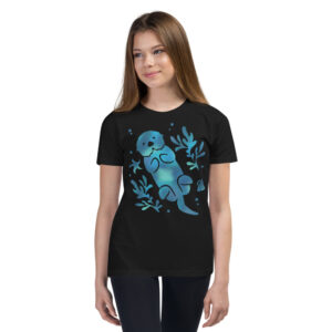Child wearing the black Sea Otter Tie-Dye youth T-shirt