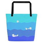 Ocean Otter Gradient All-Over Print Large Tote Bag